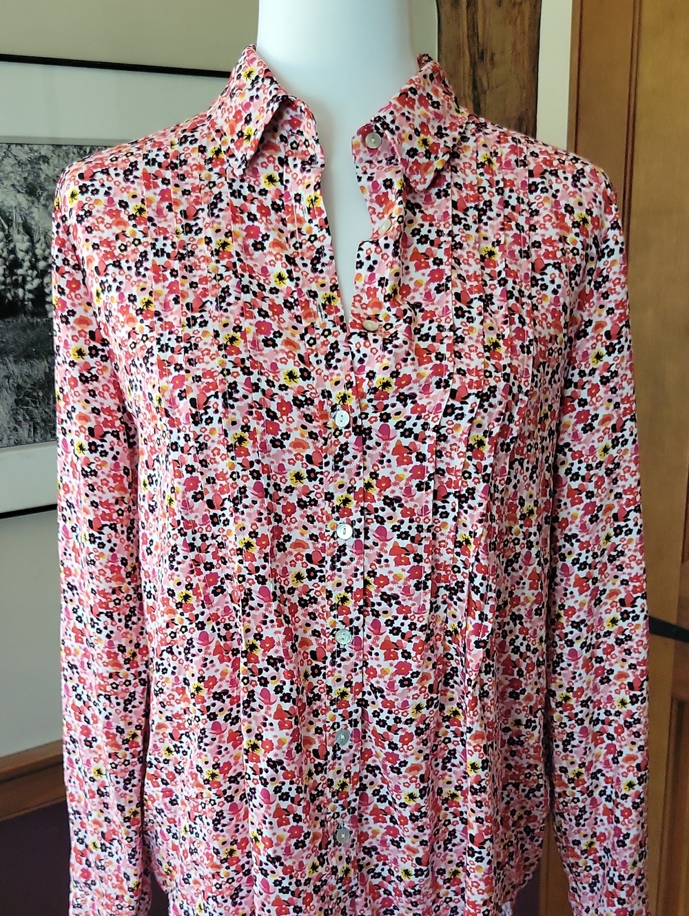 Jane and Delancey Pink Floral Button-Front Blouse